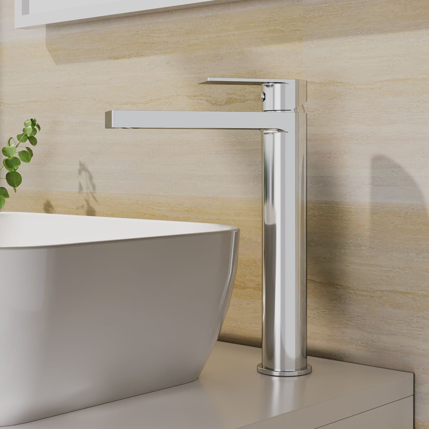 [BTD370] Contemporary Tall Mono Basin Mixer Tap  - Chrome - Lifestyle 1