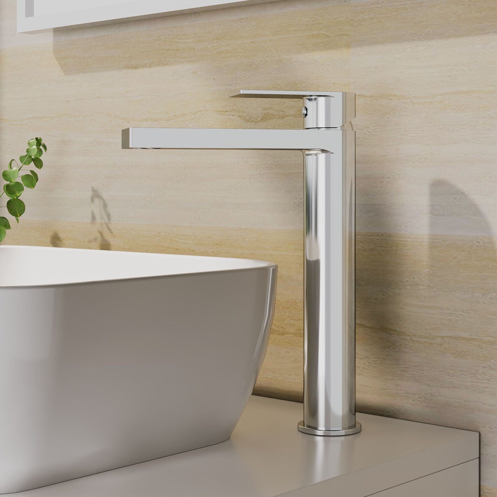 [BTD370] Contemporary Tall Mono Basin Mixer Tap  - Chrome - Lifestyle 1