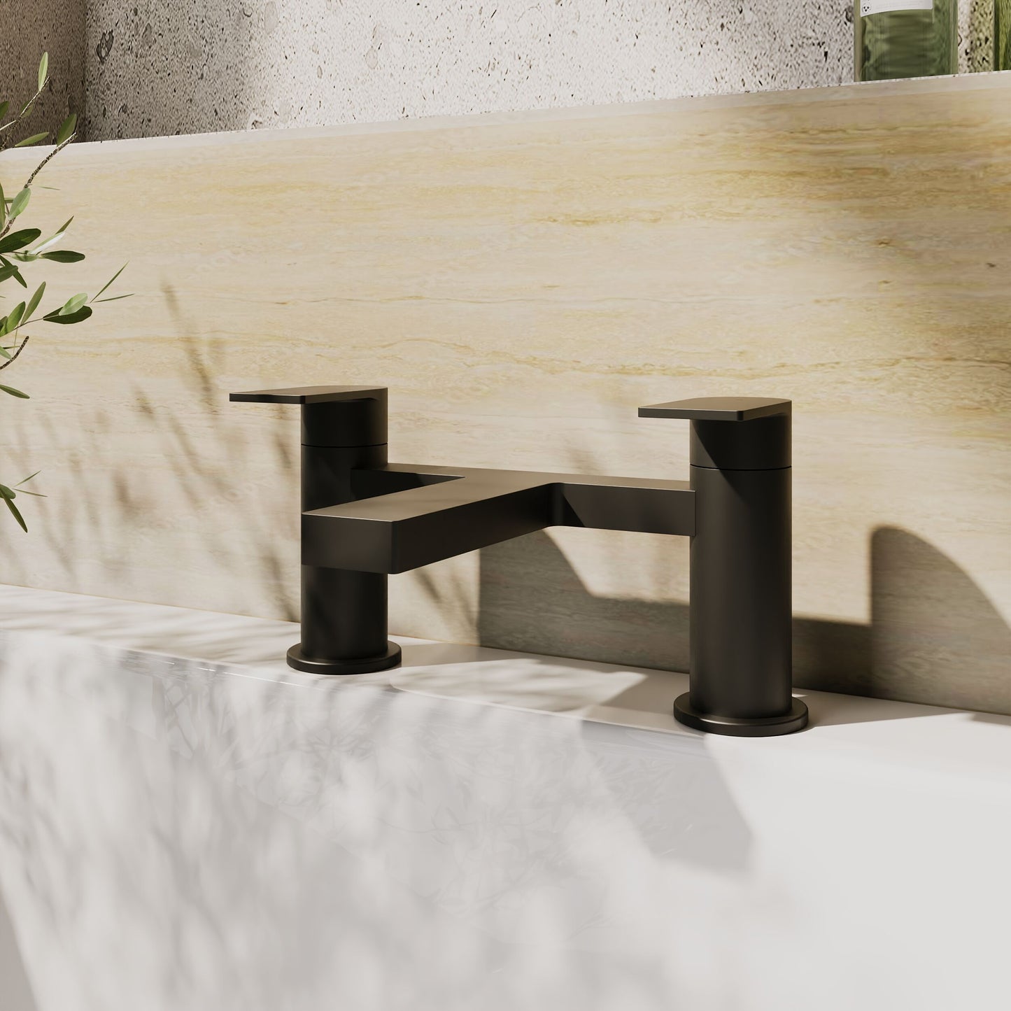 [BTD403] Contemporary Deck Mounted Bath Filler Tap - Matt Black - Balterley - Lifestyle 1