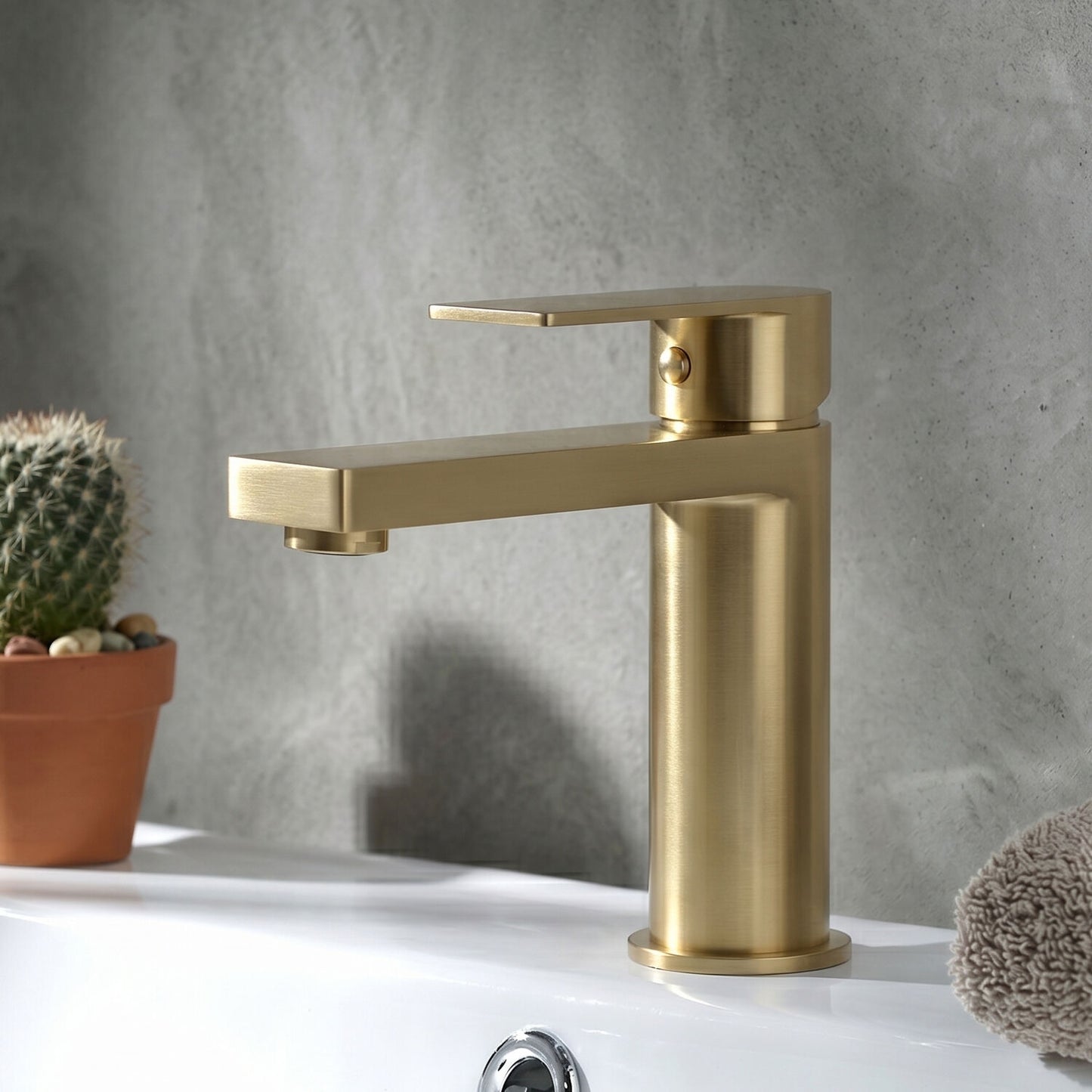 [BTD805] Ranton Contemporary Mono Basin Mixer Tap and Push Button Waste, Choice of Colour - Silo