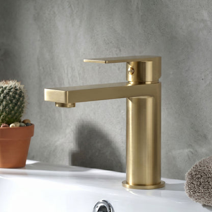 [BTD805] Ranton Contemporary Mono Basin Mixer Tap and Push Button Waste, Choice of Colour - Silo