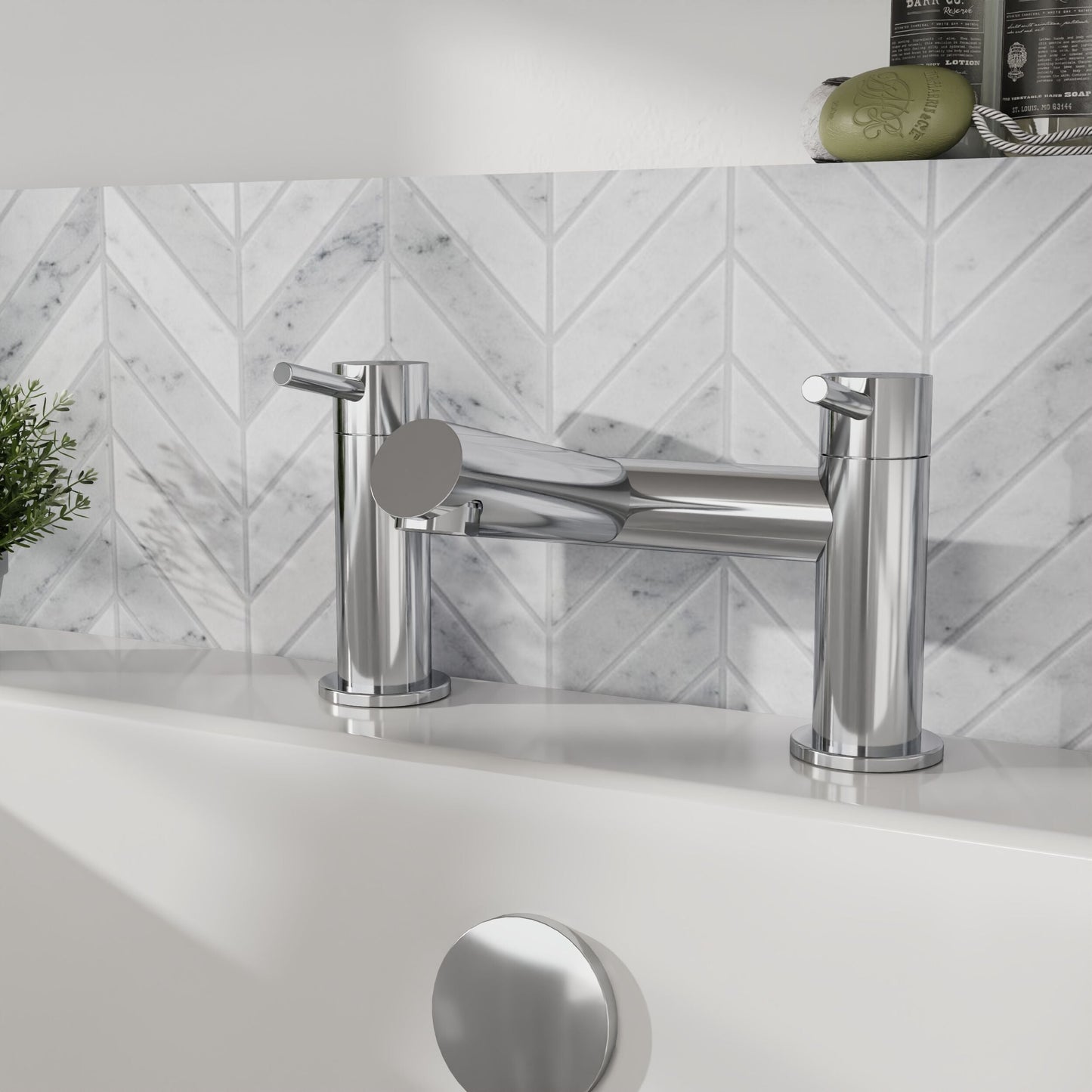 [BTE303] Wetley Minimalist Round Deck Mounted Bath Filler Tap - Choice of Finish - Lifestyle 1