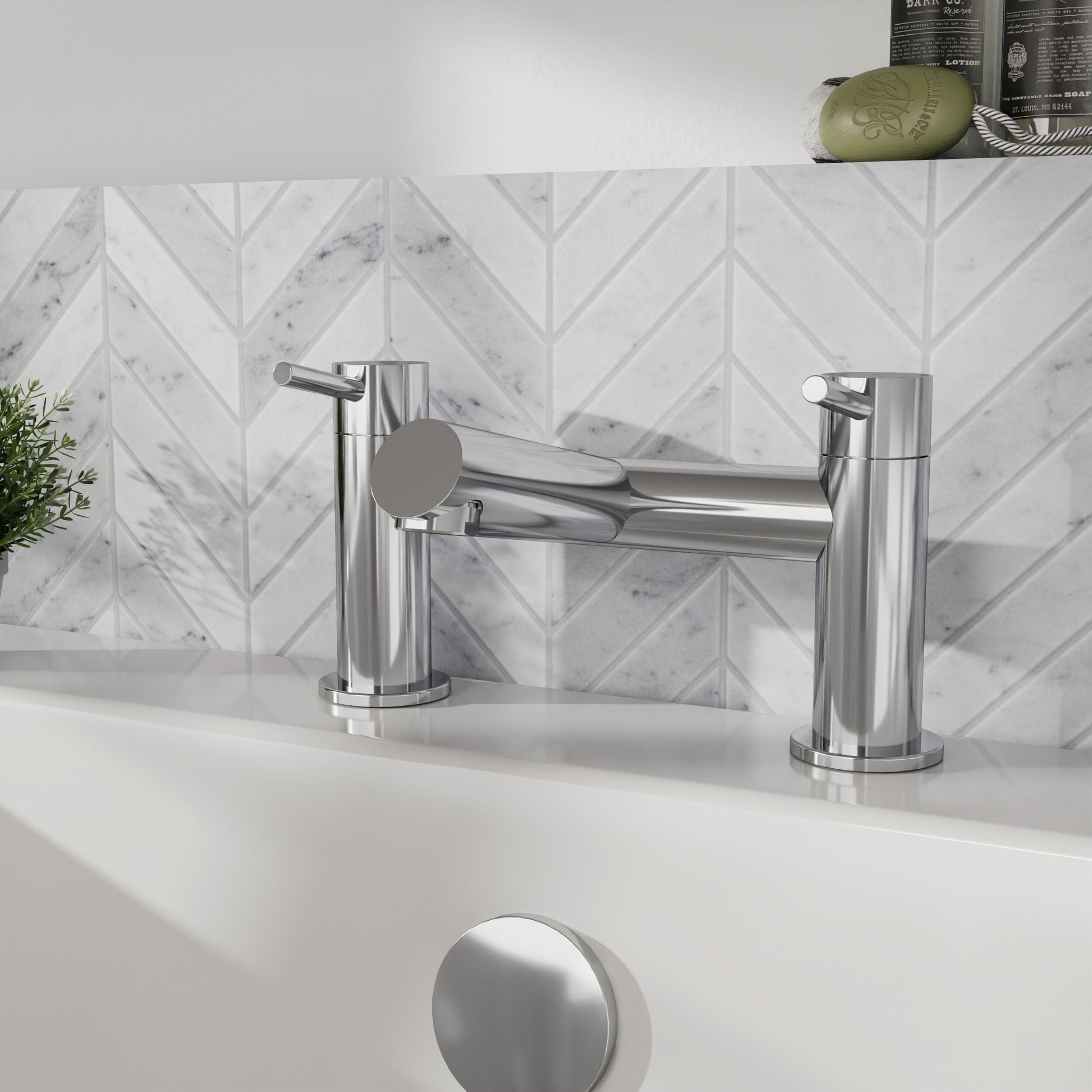 [BTE303] Wetley Minimalist Round Deck Mounted Bath Filler Tap - Choice of Finish - Lifestyle 1