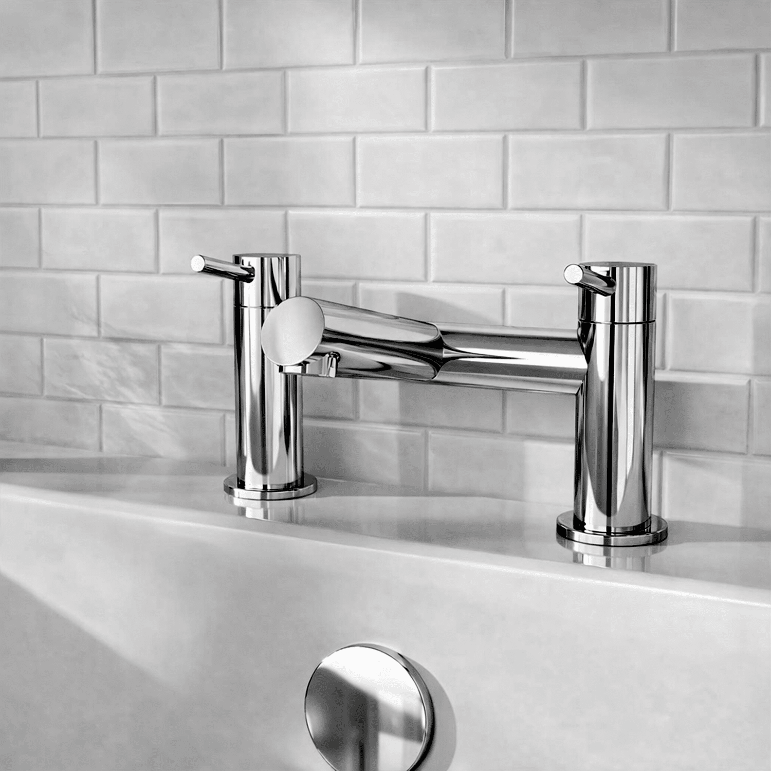 [BTE303] Wetley Minimalist Round Deck Mounted Bath Filler Tap - Choice of Finish - Silo