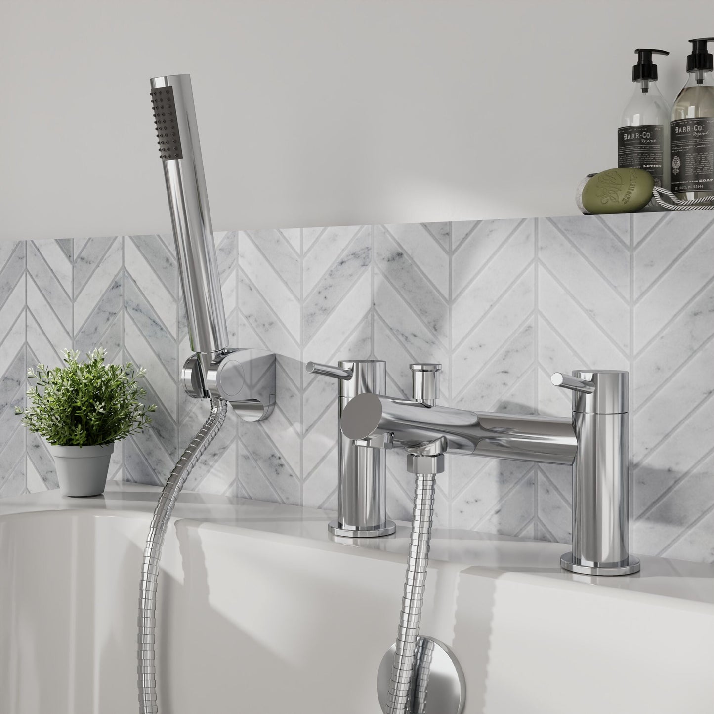 [BTE304] Wetley Round Minimalist Bath Shower Mixer Tap with Shower Kit - Choice of Finish - Lifestyle 1
