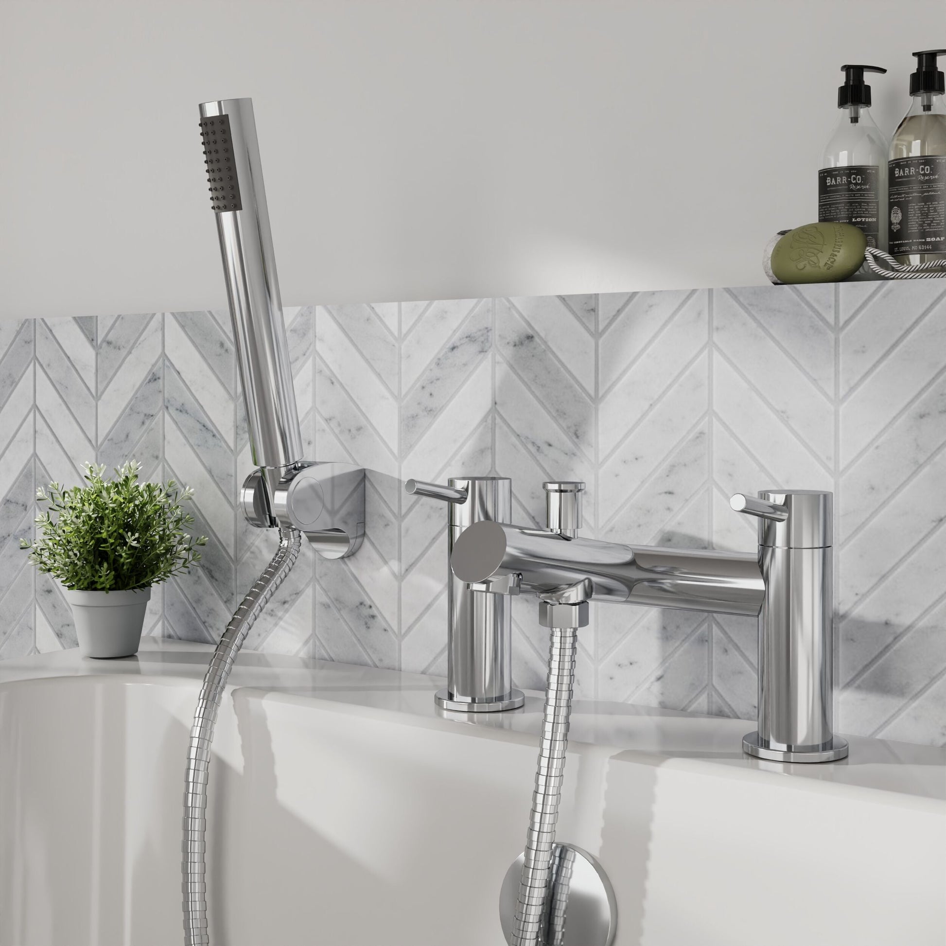[BTE304] Wetley Round Minimalist Bath Shower Mixer Tap with Shower Kit - Choice of Finish - Lifestyle 1