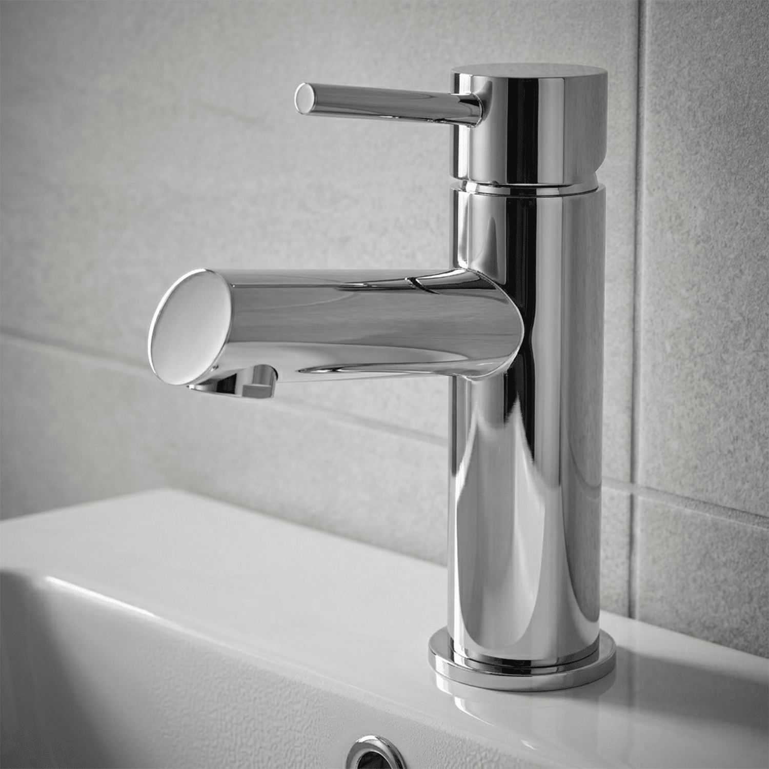 [BTE305] Wetley Minimalist Round Mono Basin Mixer Tap & Push Button Waste - Choice of Finish - Silo