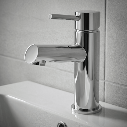 [BTE305] Wetley Minimalist Round Mono Basin Mixer Tap & Push Button Waste - Choice of Finish - Silo