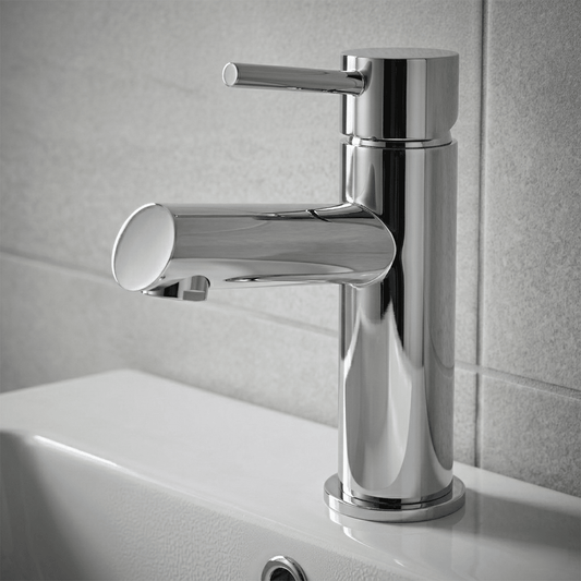 [BTE305] Wetley Minimalist Round Mono Basin Mixer Tap & Push Button Waste - Choice of Finish - Silo
