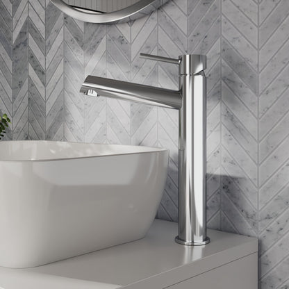 [BTE370] Wetley Minimalist Round Tall Mono Basin Mixer Tap - Choice of Finish - Lifestyle 1