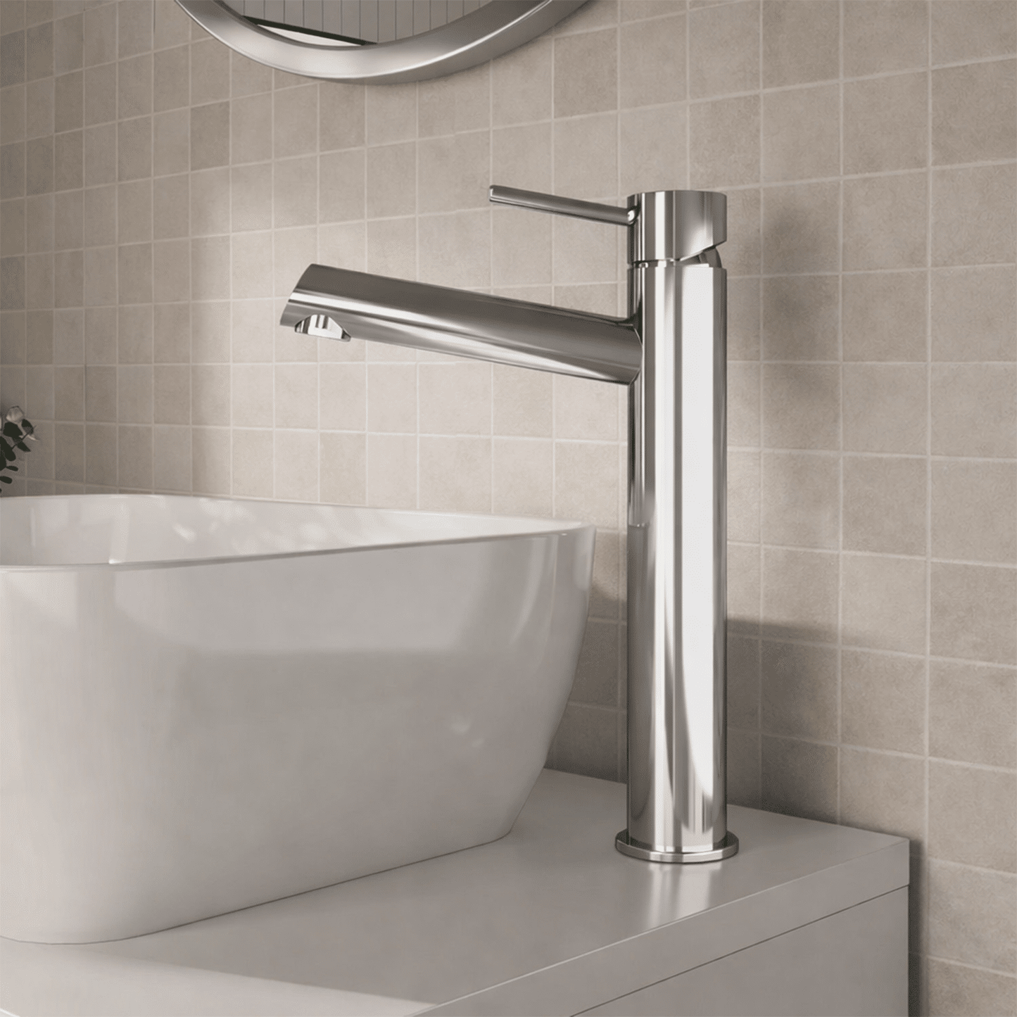 [BTE370] Wetley Minimalist Round Tall Mono Basin Mixer Tap - Choice of Finish - Silo