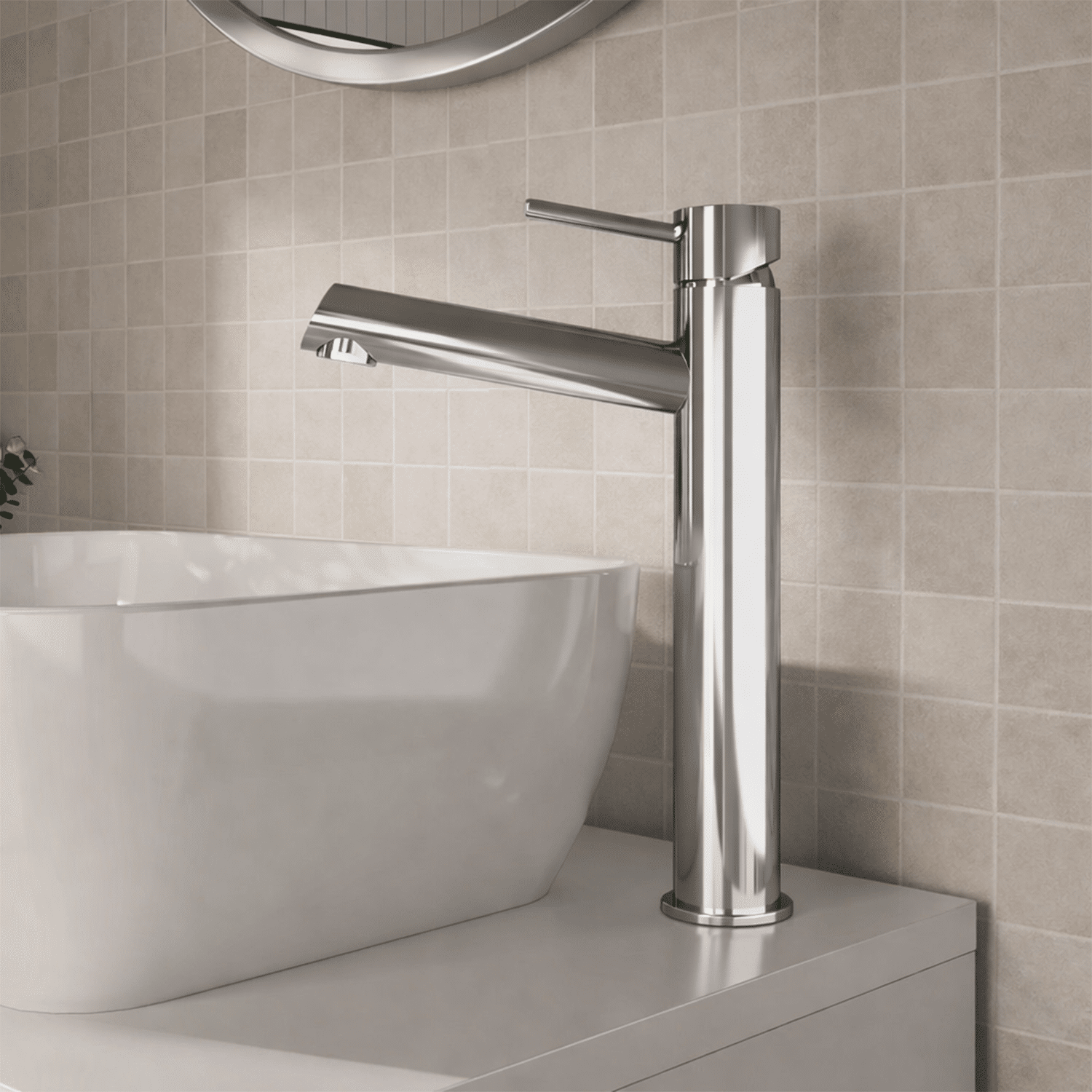 [BTE370] Wetley Minimalist Round Tall Mono Basin Mixer Tap - Choice of Finish - Silo