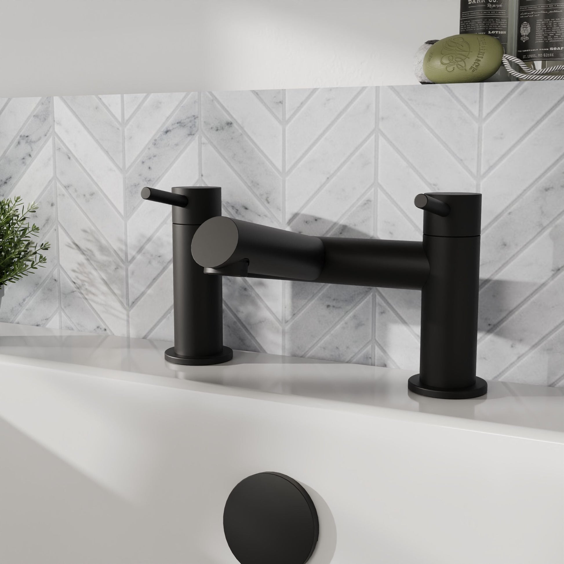 [BTE403] Wetley Minimalist Round Deck Mounted Bath Filler Tap - Choice of Finish - Lifestyle 1