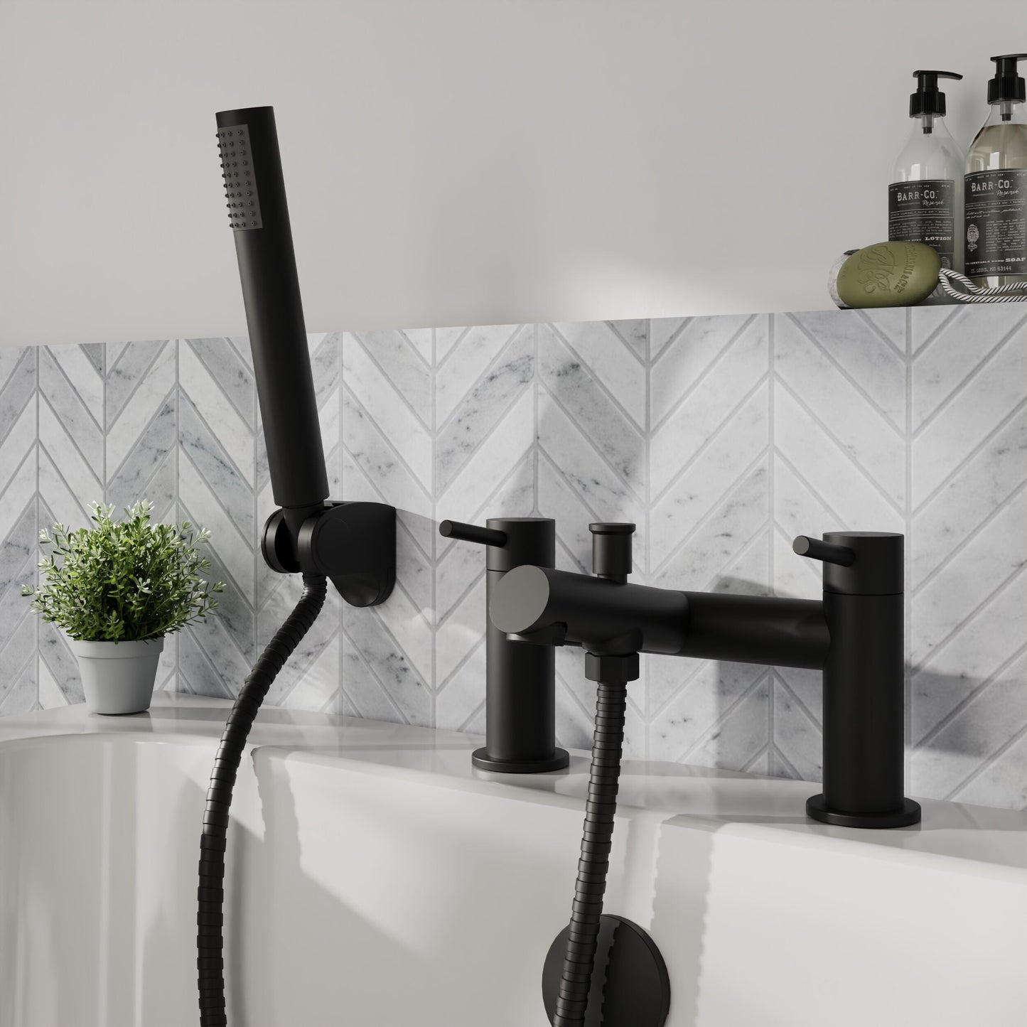 [BTE404] Wetley Round Minimalist Bath Shower Mixer Tap with Shower Kit - Choice of Finish - Lifestyle 1