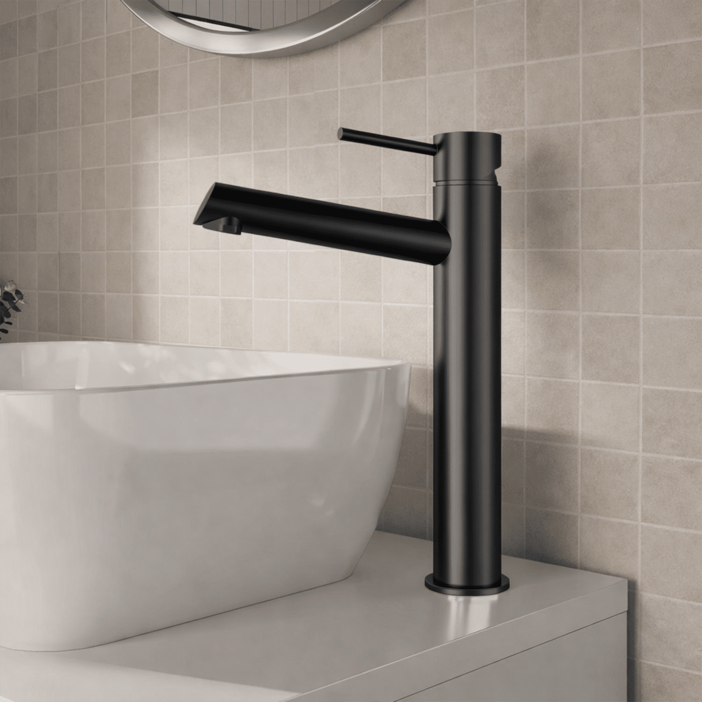 [BTE470] Wetley Minimalist Round Tall Mono Basin Mixer Tap - Choice of Finish - Silo