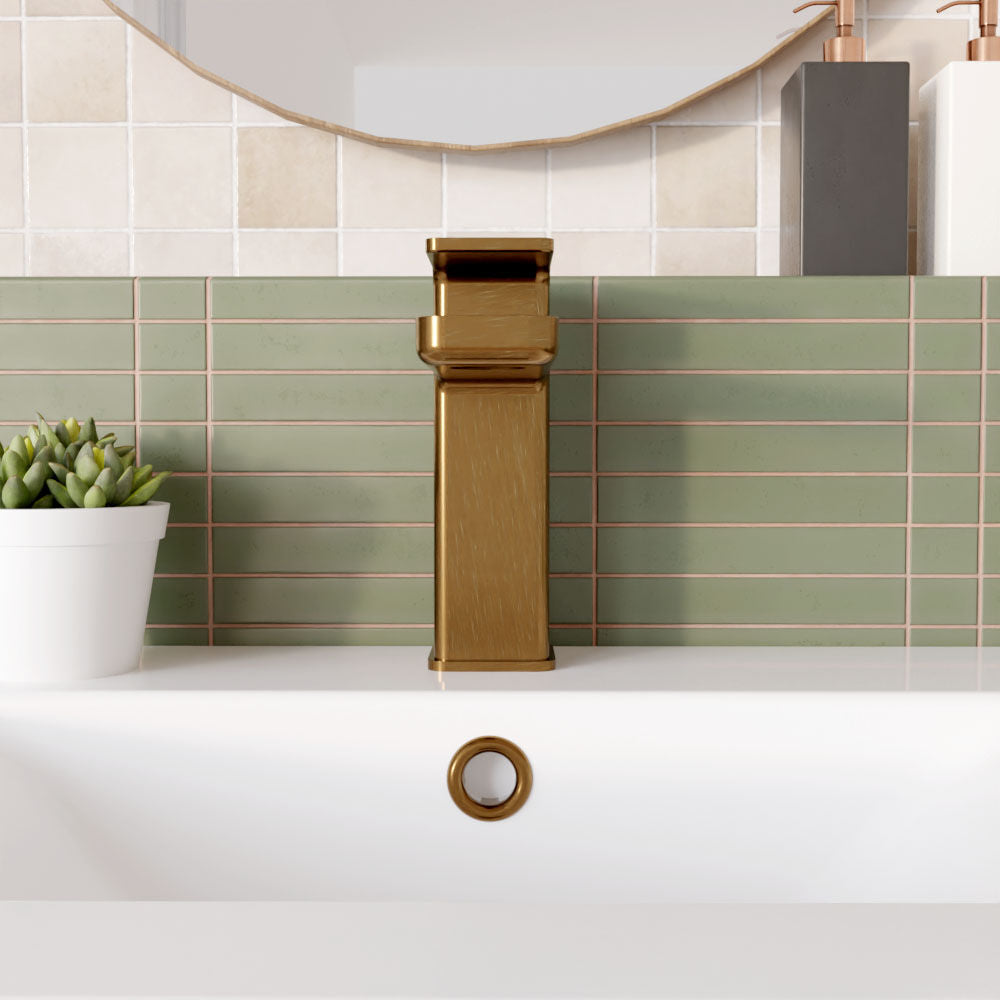 [BTEM1505] Swinscoe Square Mono Basin Mixer Tap with Push Button Waste – Choice of Finish - Lifestyle 1