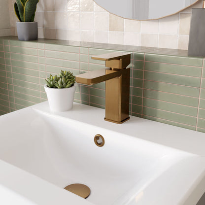 [BTEM1505] Swinscoe Square Mono Basin Mixer Tap with Push Button Waste – Choice of Finish - Lifestyle 3