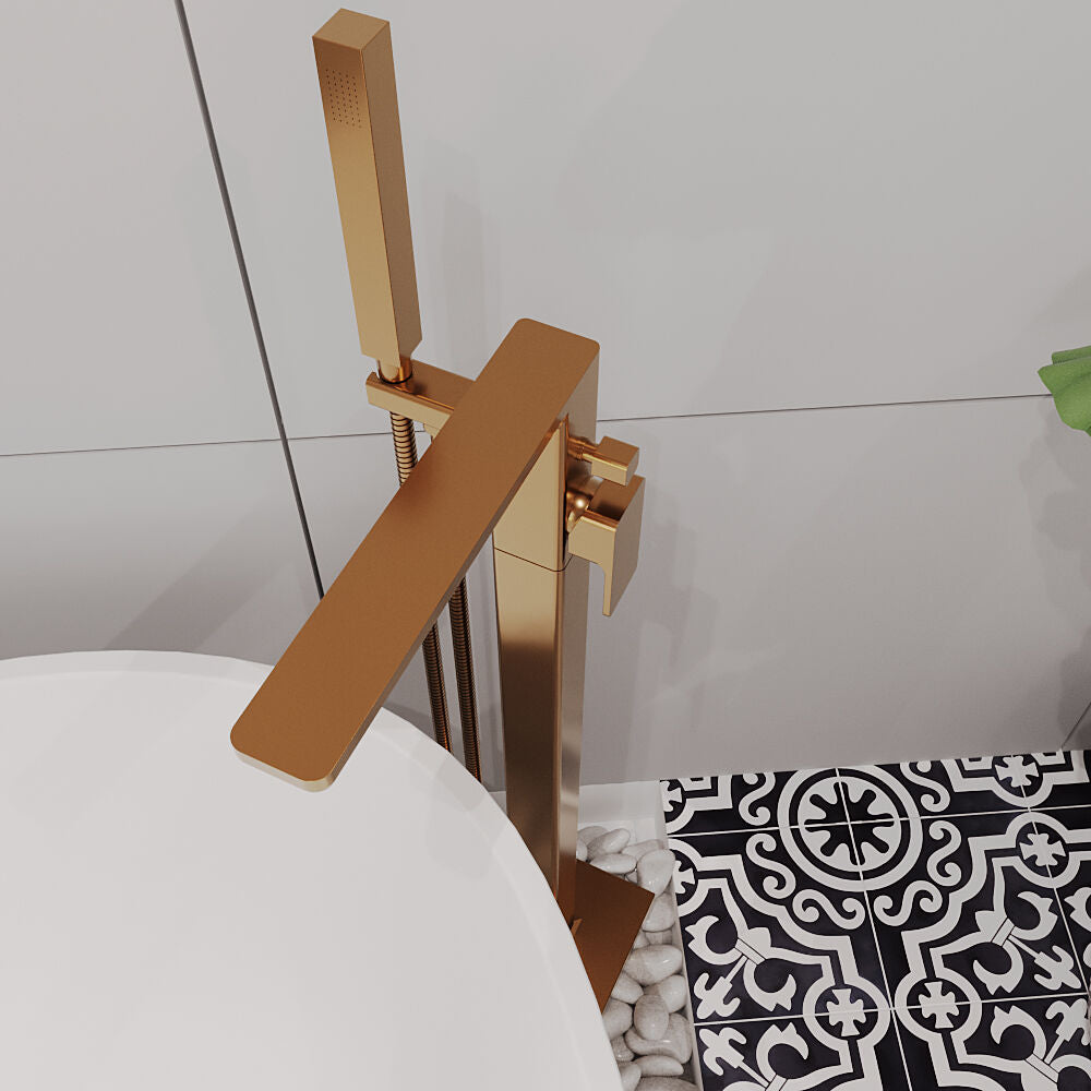 [BTEM1521] Swinscoe Contemporary Square Freestanding Bath Shower Mixer Tap with Kit - Choice of Colour - Lifestyle 2