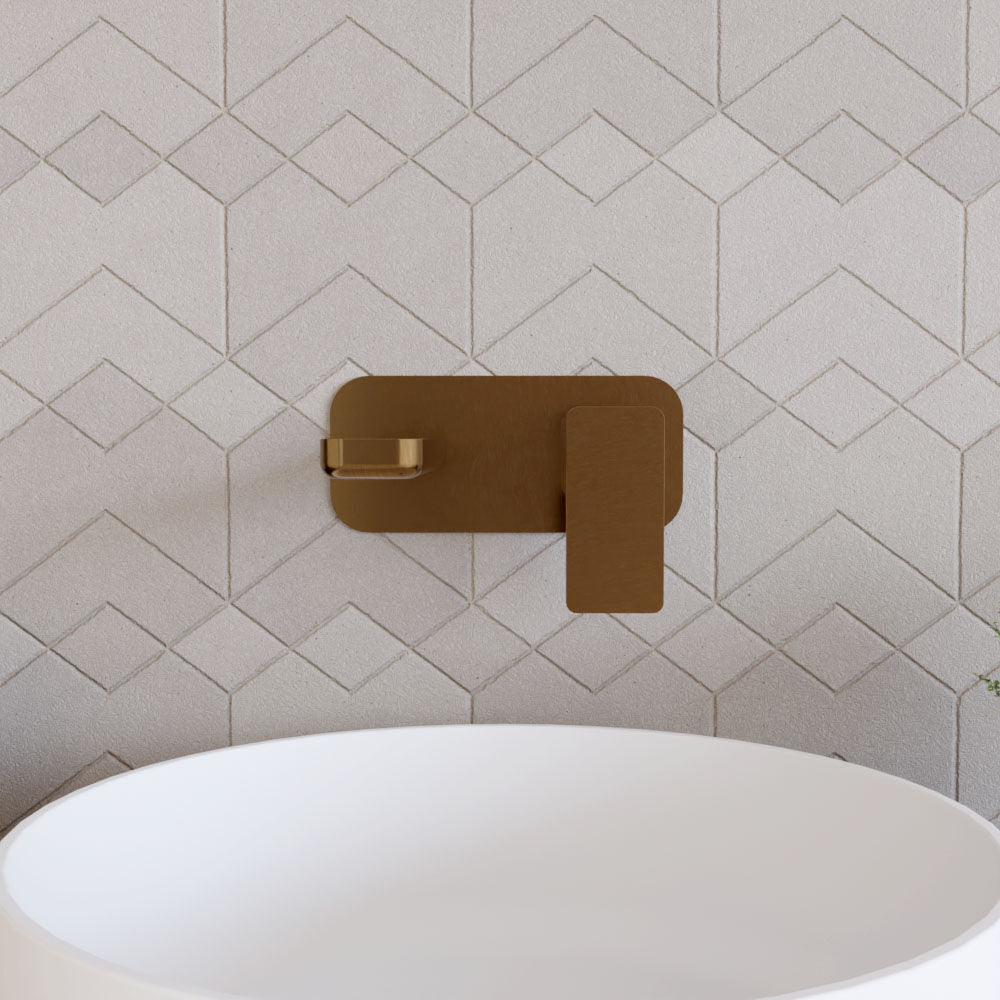 [BTEM1528] Swinscoe Contemporary Square Wall Mounted 2 Tap Hole Basin Mixer Tap - Choice of Finish - Lifestyle 1