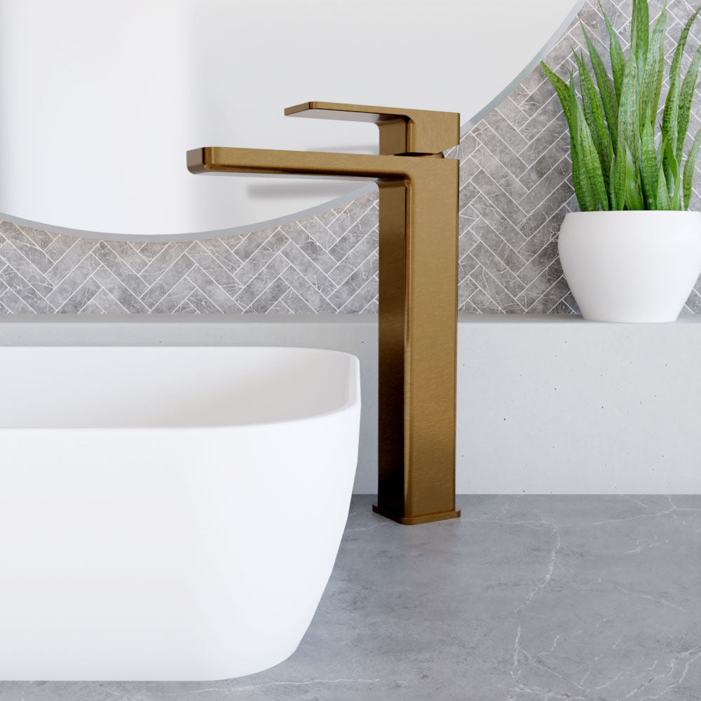 [BTEM1570] Square High-Rise Mono Basin Mixer Tap - Matt Black - Lifestyle 1