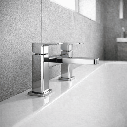 [BTEM303] Swinscoe Dual Lever Square Deck Mounted Bath Filler Tap – Choice of Finish - Silo