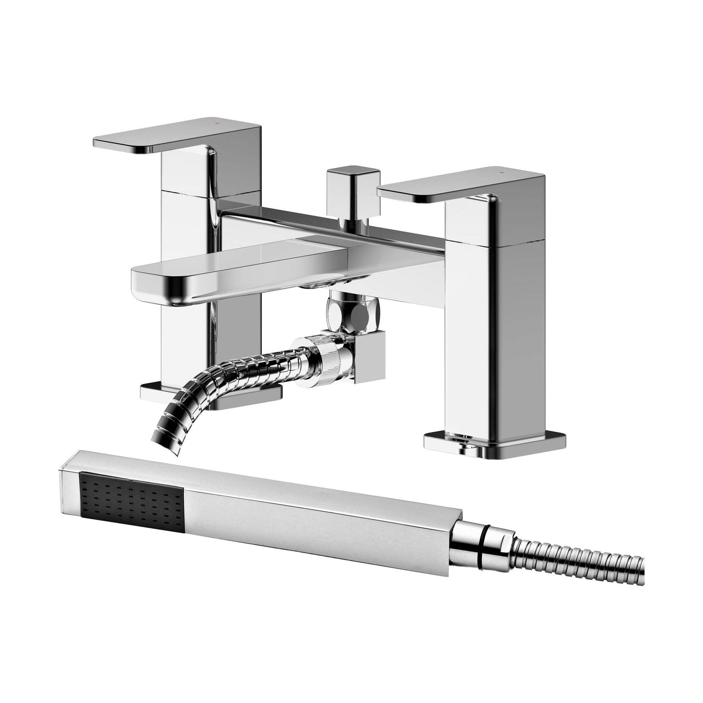 [BTEM304] Deck Mount Square Bath Shower Mixer Tap with Shower Kit Chrome - Cutout