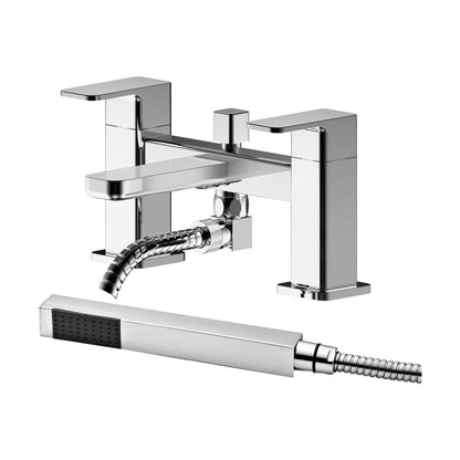 [BTEM304] Deck Mount Square Bath Shower Mixer Tap with Shower Kit Chrome - Cutout