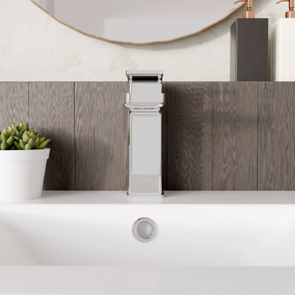 [BTEM305] Swinscoe Square Mono Basin Mixer Tap with Push Button Waste – Choice of Finish - Lifestyle 1