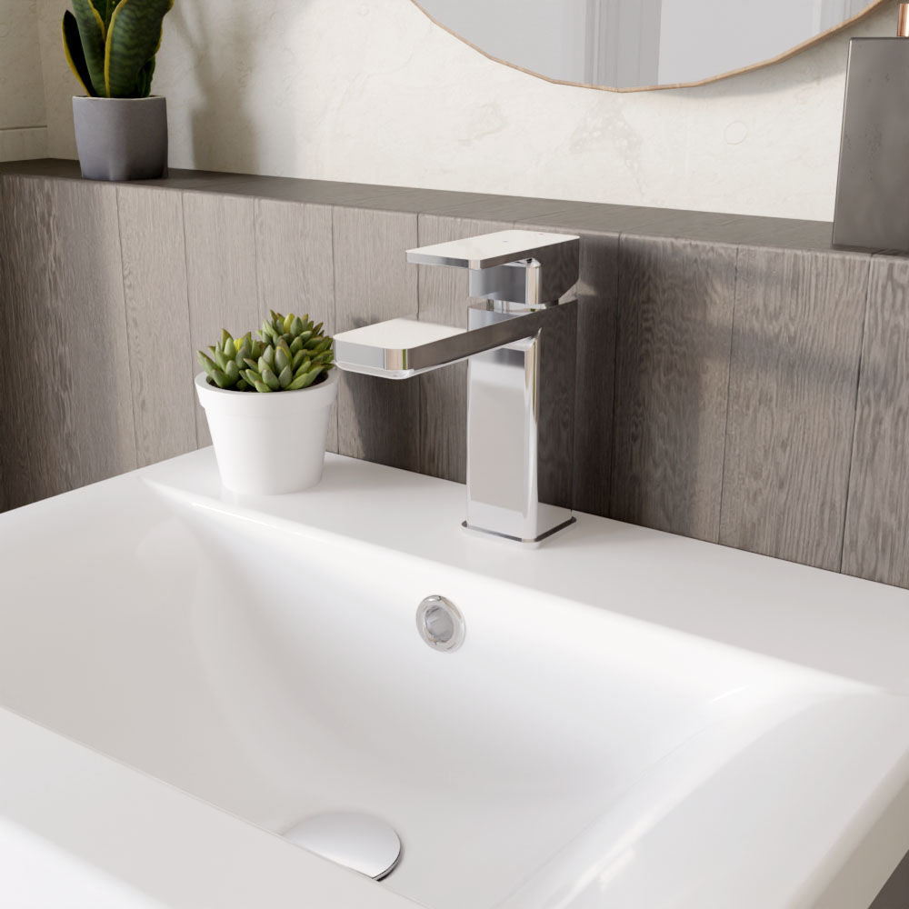 [BTEM305] Swinscoe Square Mono Basin Mixer Tap with Push Button Waste – Choice of Finish - Lifestyle 3