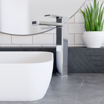 [BTEM370] Square High-Rise Mono Basin Mixer Tap - Matt Black - Lifestyle 1