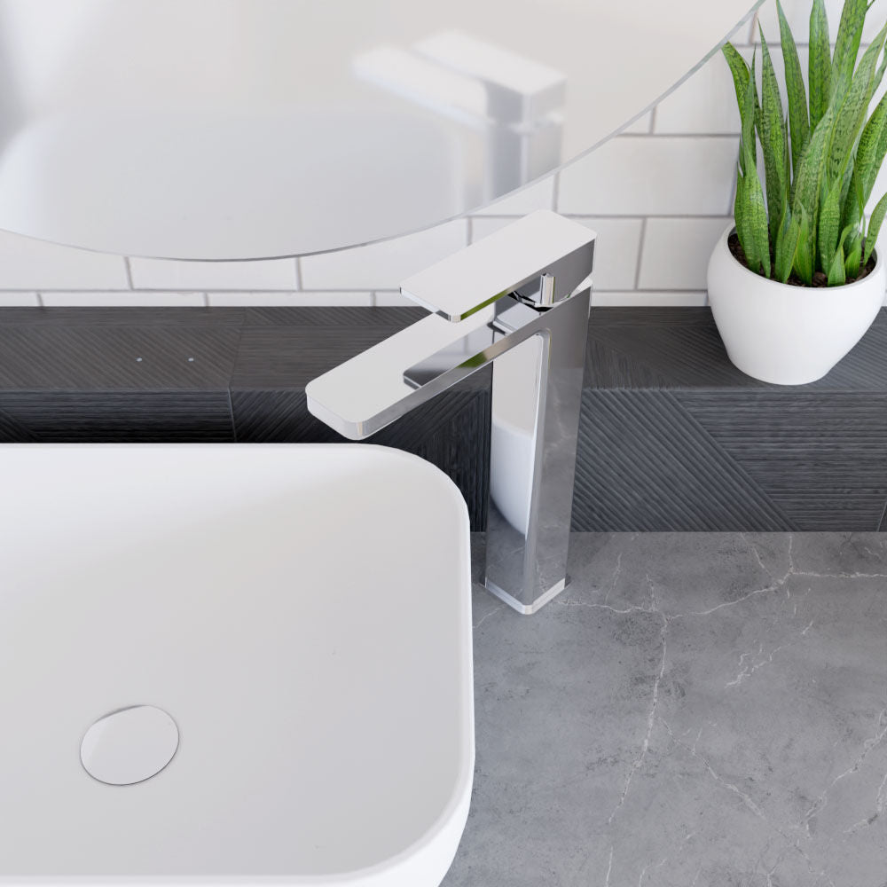 [BTEM370] Square High-Rise Mono Basin Mixer Tap - Matt Black - Lifestyle 2
