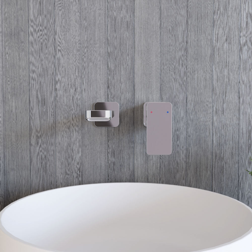 [BTEM381] Square Wall Mount 2 Tap Hole Basin Mixer Tap Chrome - Lifestyle 1