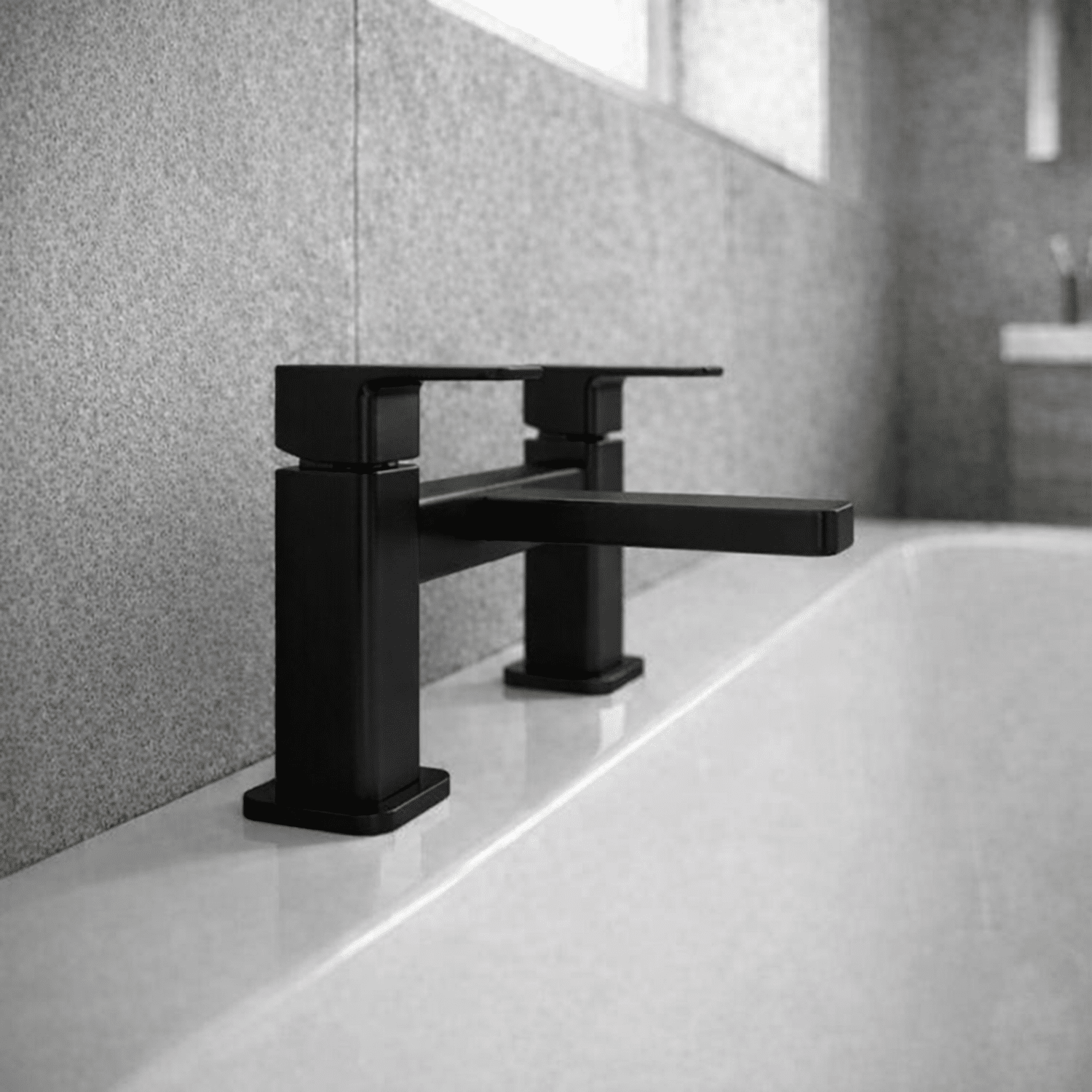 [BTEM403] Swinscoe Dual Lever Square Deck Mounted Bath Filler Tap – Choice of Finish - Silo