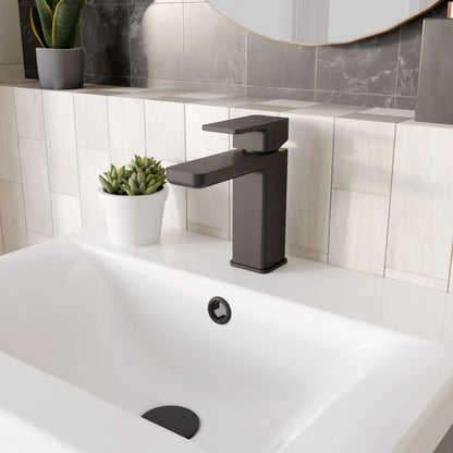 [BTEM405] Swinscoe Square Mono Basin Mixer Tap with Push Button Waste – Choice of Finish - Lifestyle 3