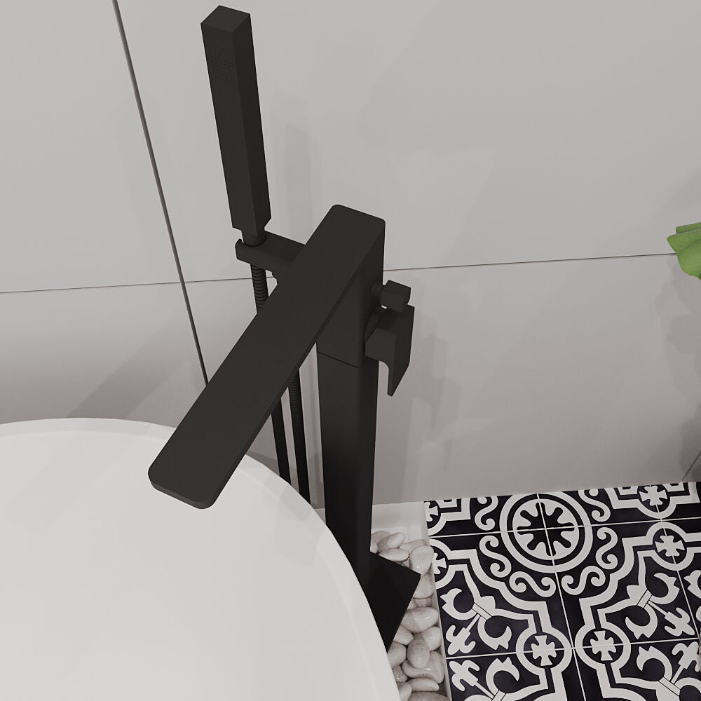 [BTEM421] Swinscoe Contemporary Square Freestanding Bath Shower Mixer Tap with Kit - Choice of Colour - Lifestyle 2