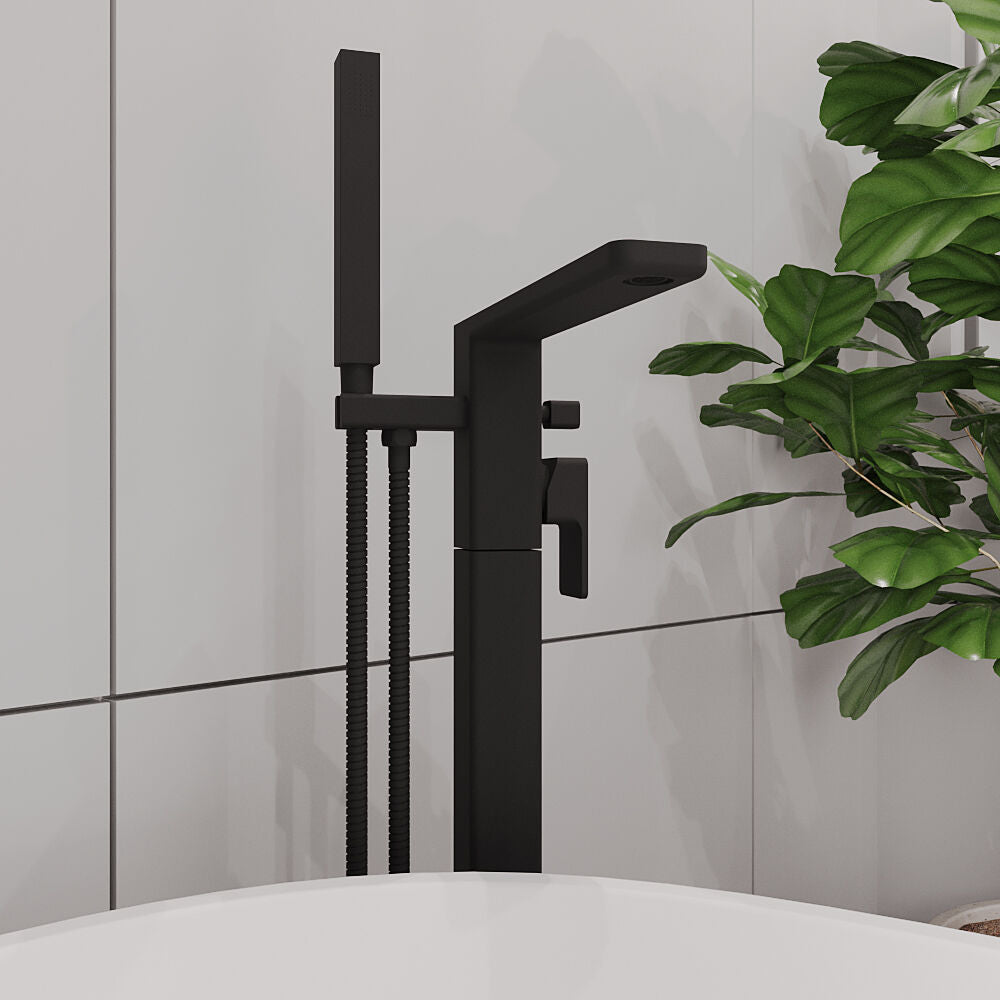 [BTEM421] Swinscoe Contemporary Square Freestanding Bath Shower Mixer Tap with Kit - Choice of Colour - Lifestyle 3