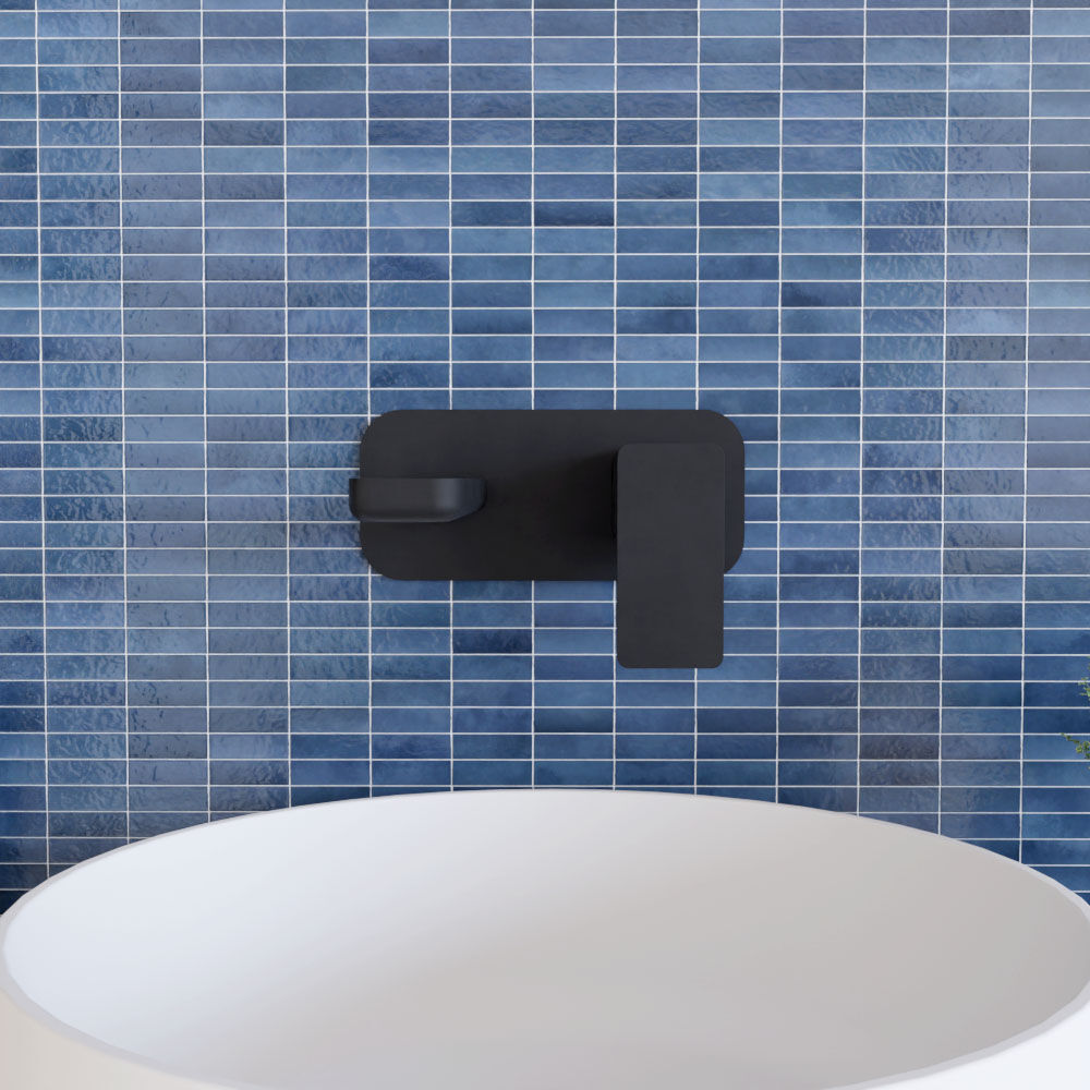 [BTEM428] Swinscoe Contemporary Square Wall Mounted 2 Tap Hole Basin Mixer Tap - Choice of Finish - Lifestyle 1