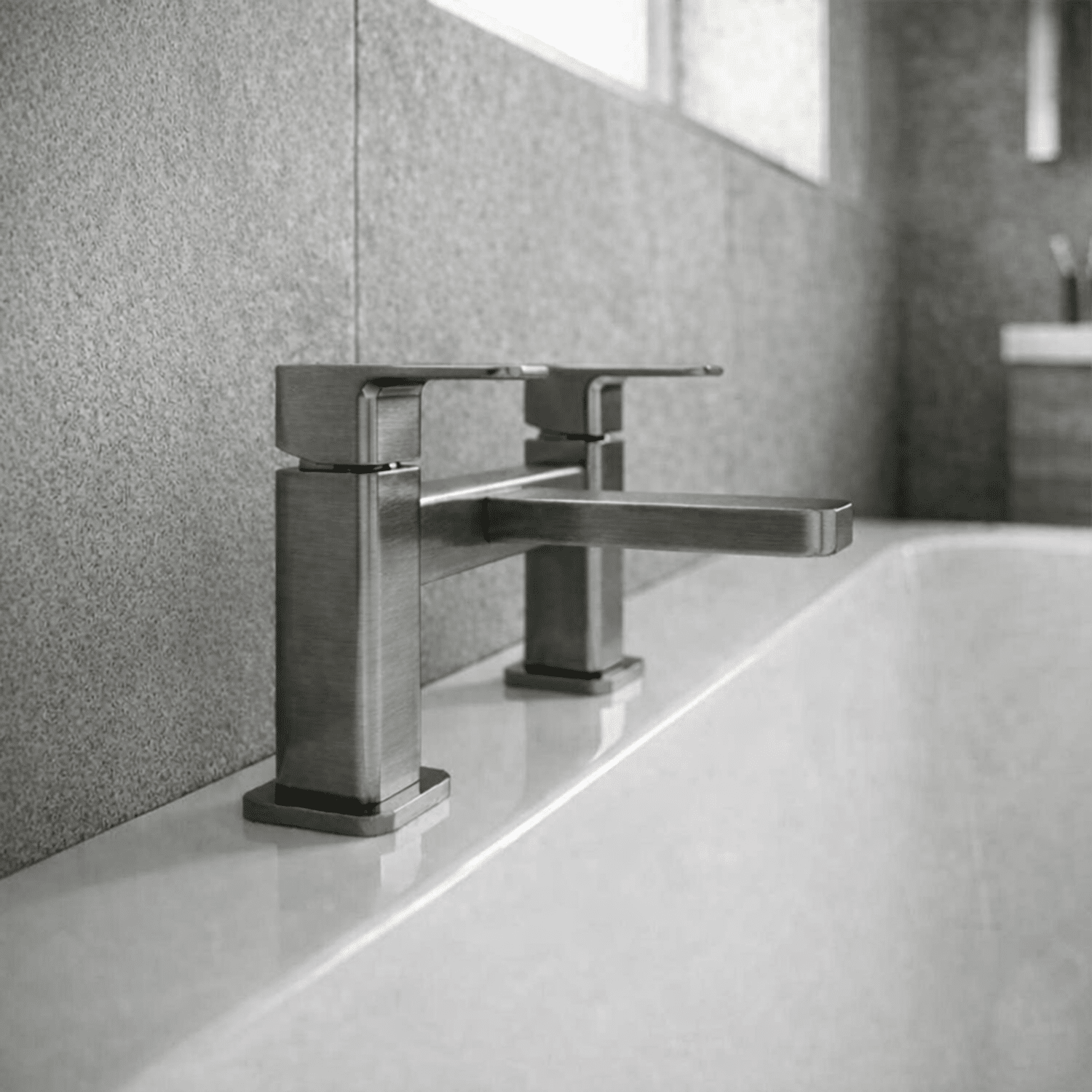 [BTEM703] Swinscoe Dual Lever Square Deck Mounted Bath Filler Tap – Choice of Finish - Silo