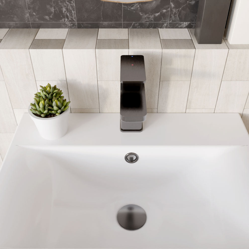 [BTEM705] Swinscoe Square Mono Basin Mixer Tap with Push Button Waste – Choice of Finish - Lifestyle 2