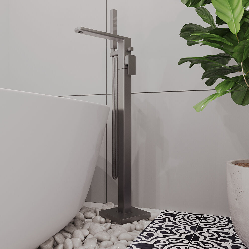 [BTEM721] Swinscoe Contemporary Square Freestanding Bath Shower Mixer Tap with Kit - Choice of Colour - Lifestyle 1