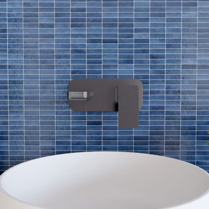 [BTEM728] Swinscoe Contemporary Square Wall Mounted 2 Tap Hole Basin Mixer Tap - Choice of Finish - Lifestyle 1