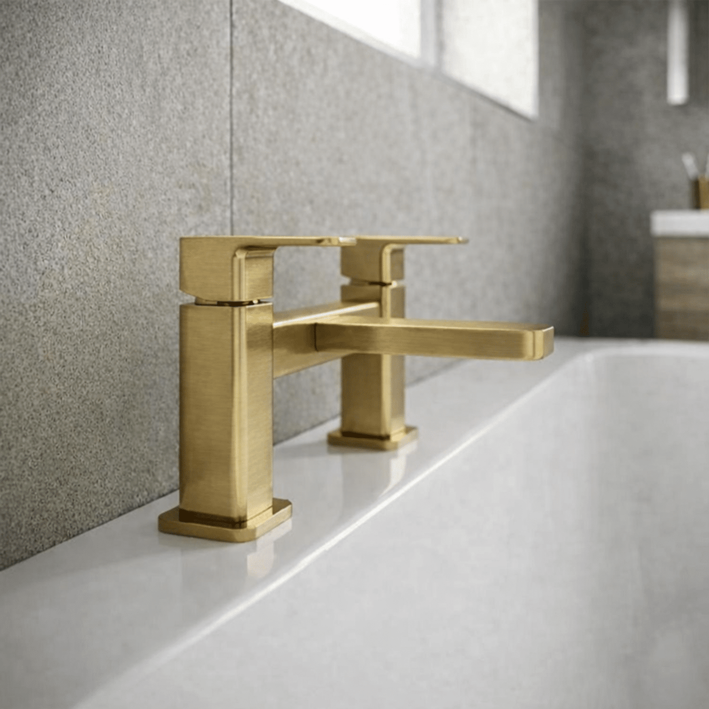 [BTEM803] Swinscoe Dual Lever Square Deck Mounted Bath Filler Tap – Choice of Finish - Silo