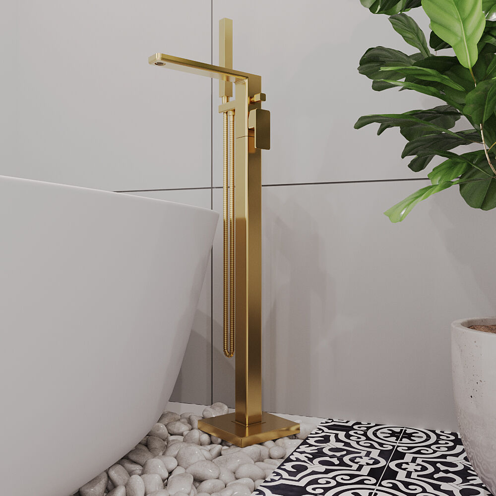 [BTEM821] Swinscoe Contemporary Square Freestanding Bath Shower Mixer Tap with Kit - Choice of Colour - Lifestyle 1