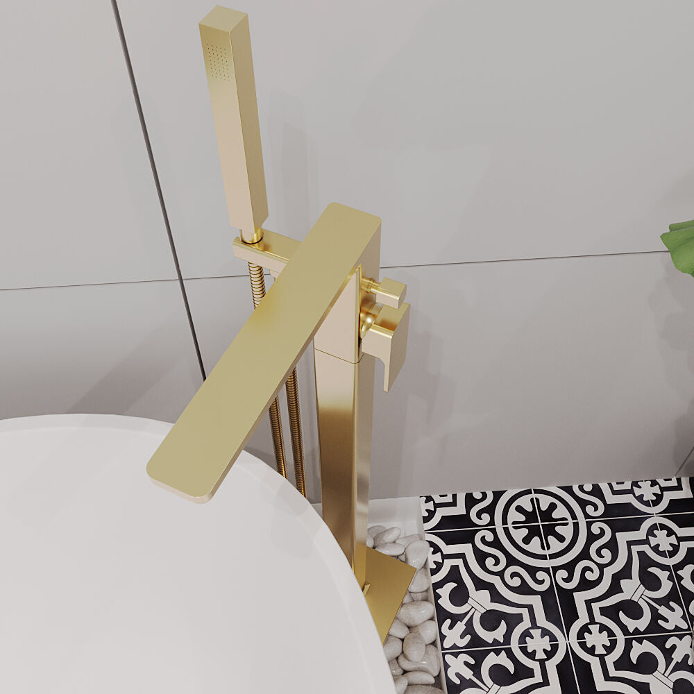 [BTEM821] Swinscoe Contemporary Square Freestanding Bath Shower Mixer Tap with Kit - Choice of Colour - Lifestyle 2