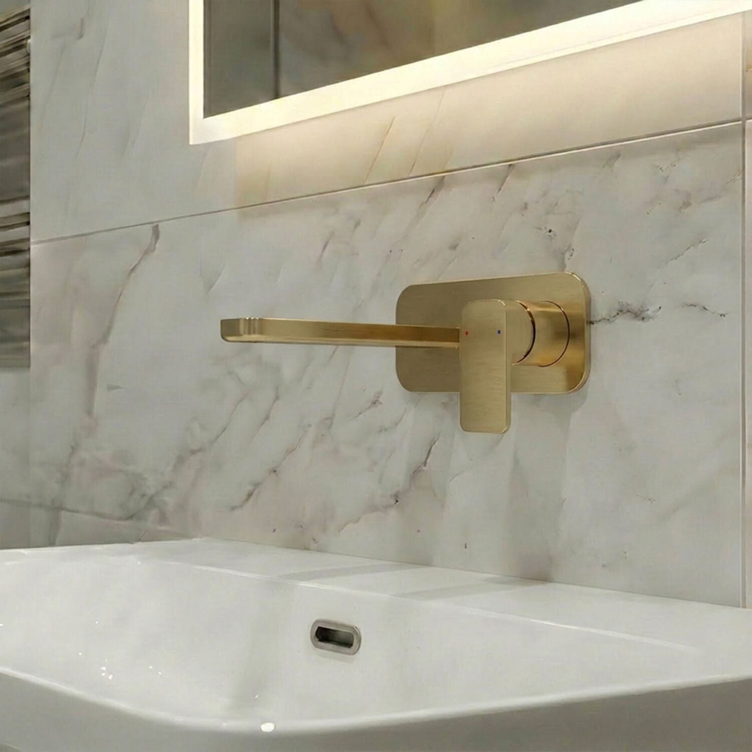 [BTEM828] Swinscoe Contemporary Square Wall Mounted 2 Tap Hole Basin Mixer Tap - Choice of Finish - Silo