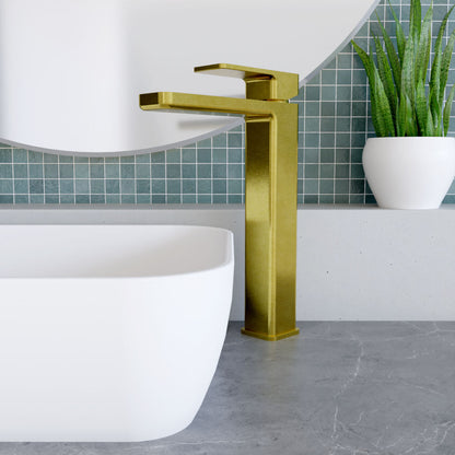 [BTEM870] Square High-Rise Mono Basin Mixer Tap - Matt Black - Lifestyle 1