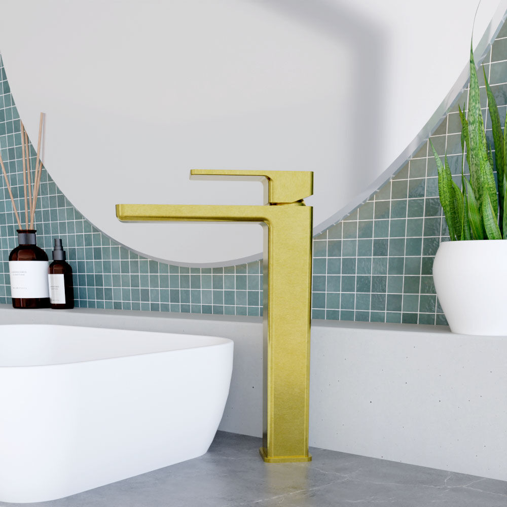 [BTEM870] Square High-Rise Mono Basin Mixer Tap - Matt Black - Lifestyle 3