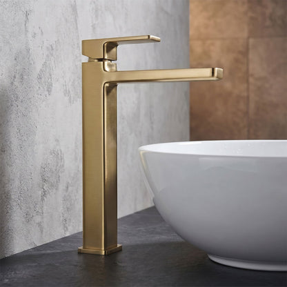 [BTEM870] Square High-Rise Mono Basin Mixer Tap - Matt Black - Silo