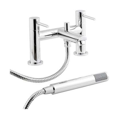 [BTEV314] Balterley Evian Round Deck Mounted Bath Shower Mixer Tap with Shower Kit - Chrome - Cutout