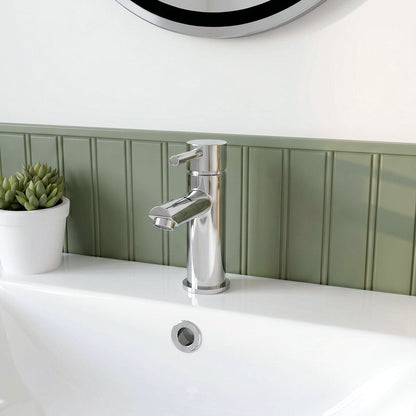 [BTEV318] Balterley Evian Minimalist Round Mono Basin Mixer Tap & Push Button Waste - Chrome - Silo